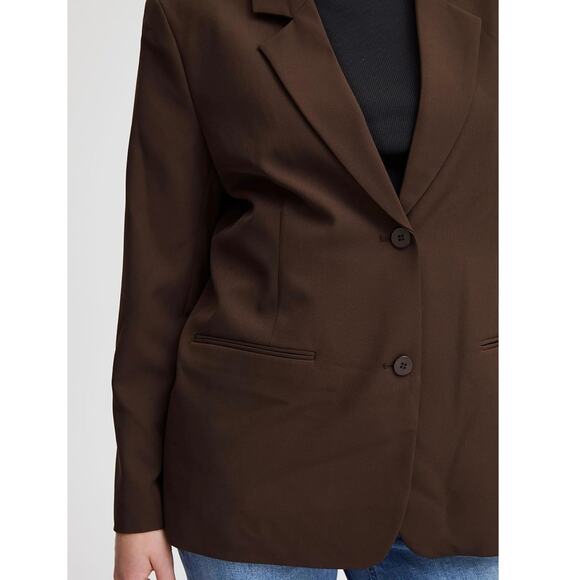 ICHI NWT Java Brown IHKATE SUS Oversized Button Loose Fit Blazer Medium - Picture 5 of 10